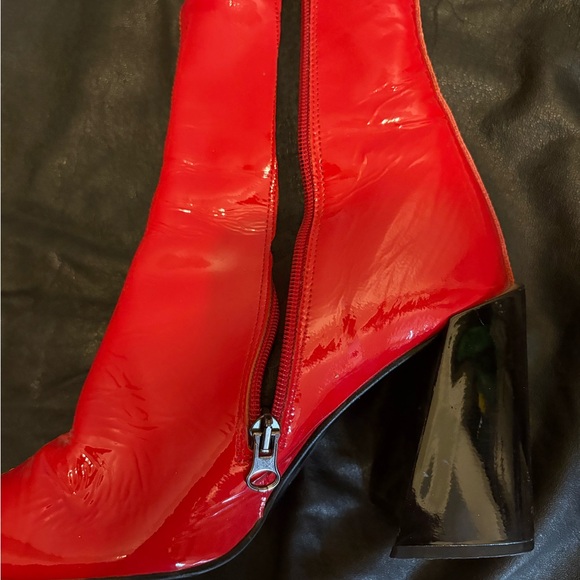 L’Intervalle Red Patent Leather Ankle Boots - Picture 2 of 9